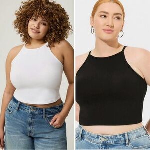 Torrid Women’s Lot Foxy High Neck Crop Top Size 2  
Black and White Tops 18/20